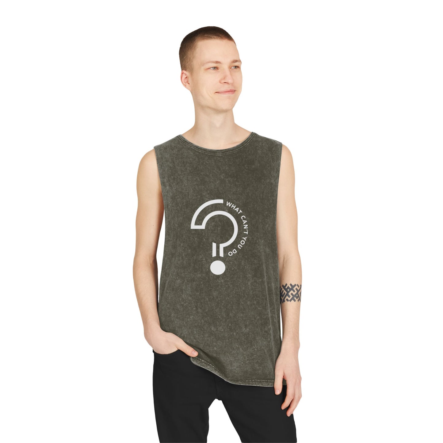 What Can't You Do? Unisex Stonewash Tank Top: "Create. Inspire. Disrupt."