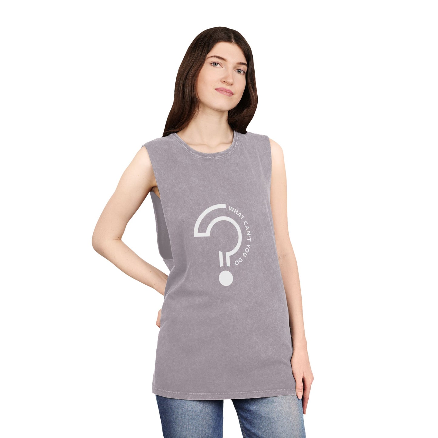 What Can't You Do? Unisex Stonewash Tank Top: "Create. Inspire. Disrupt."