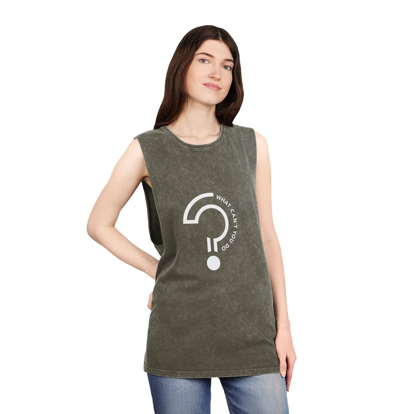 What Can't You Do? Unisex Stonewash Tank Top: "Create. Inspire. Disrupt."