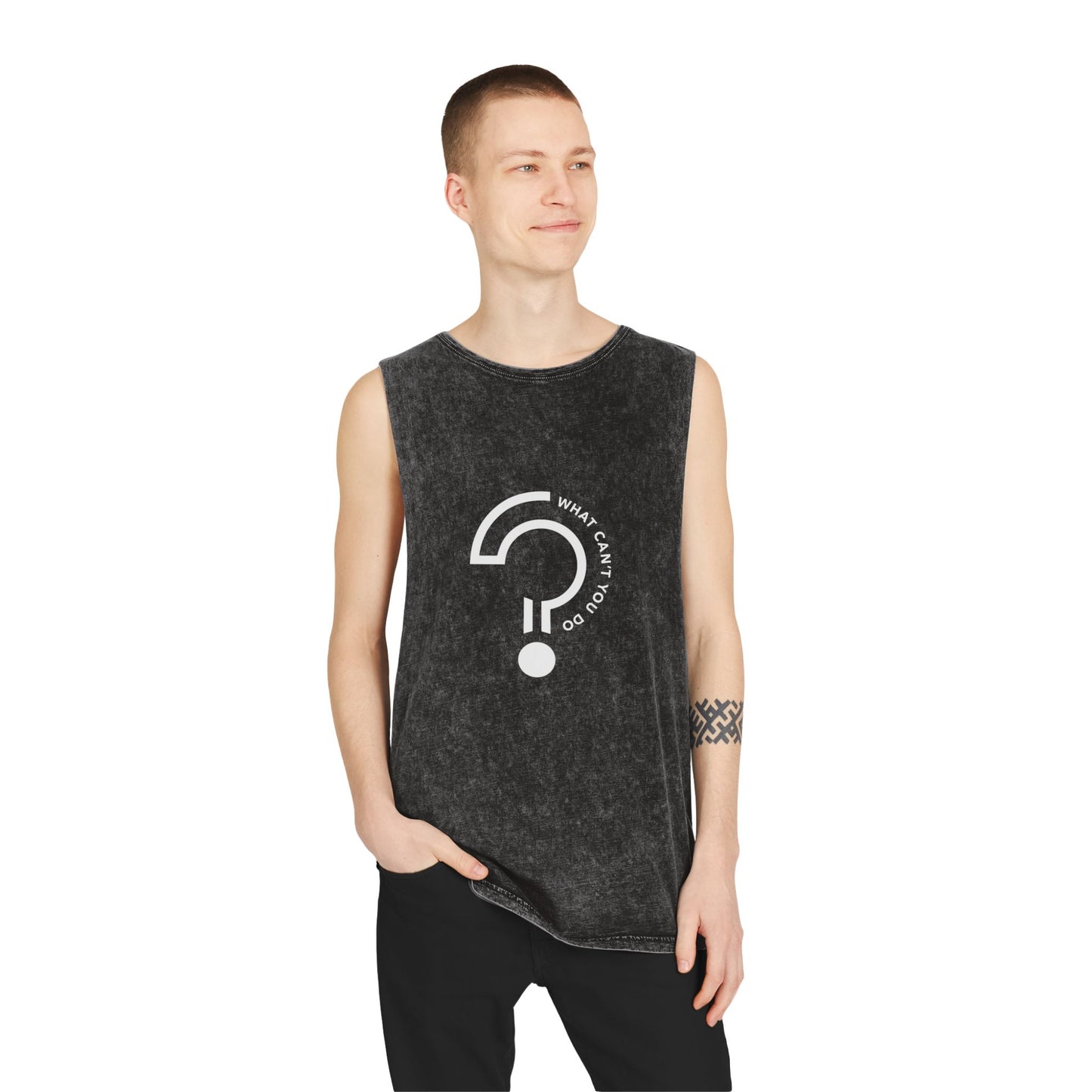 What Can't You Do? Unisex Stonewash Tank Top: "Create. Inspire. Disrupt."