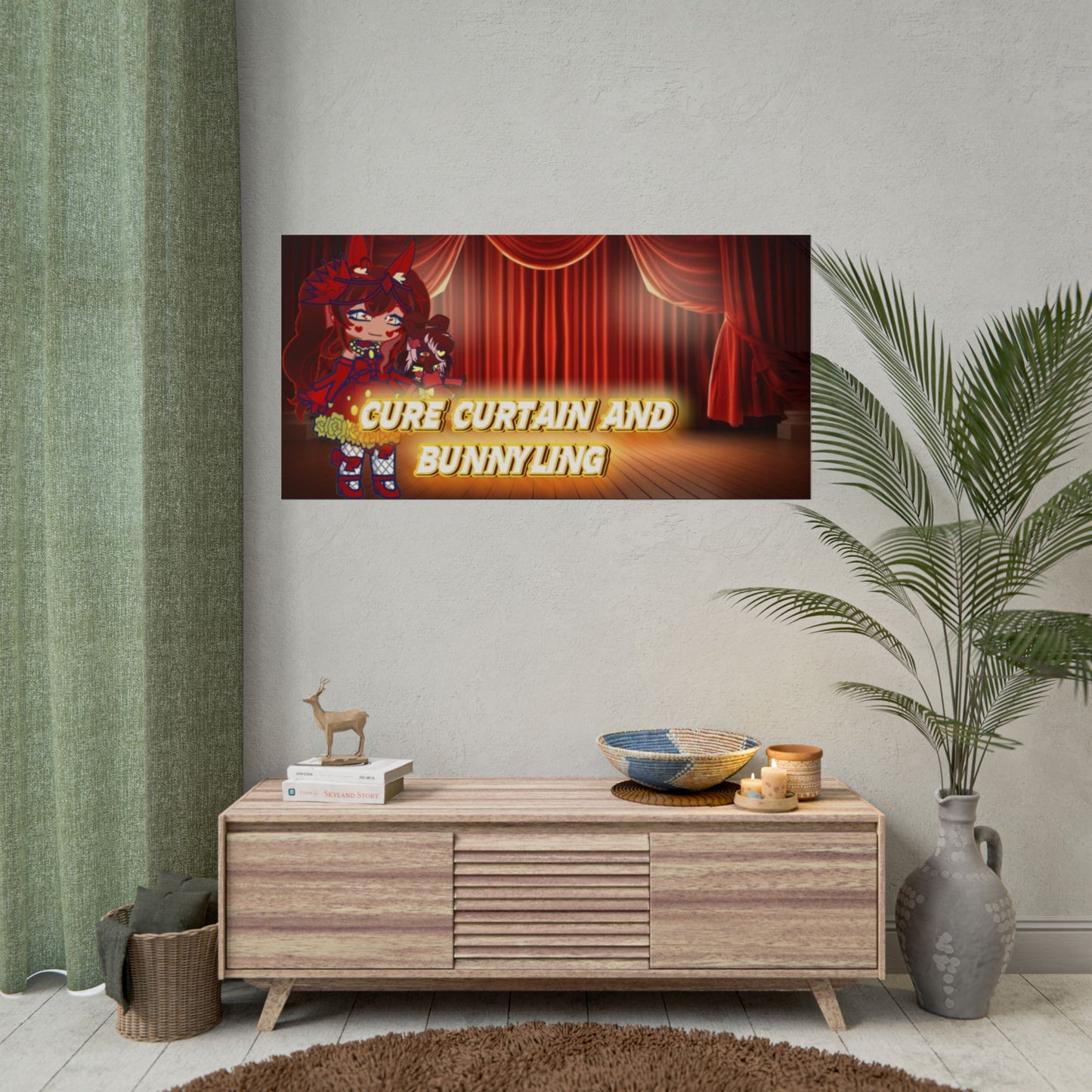 [Cure Curtain and Bunnyling] - Cozy Whimsy Wall Scroll Poster
