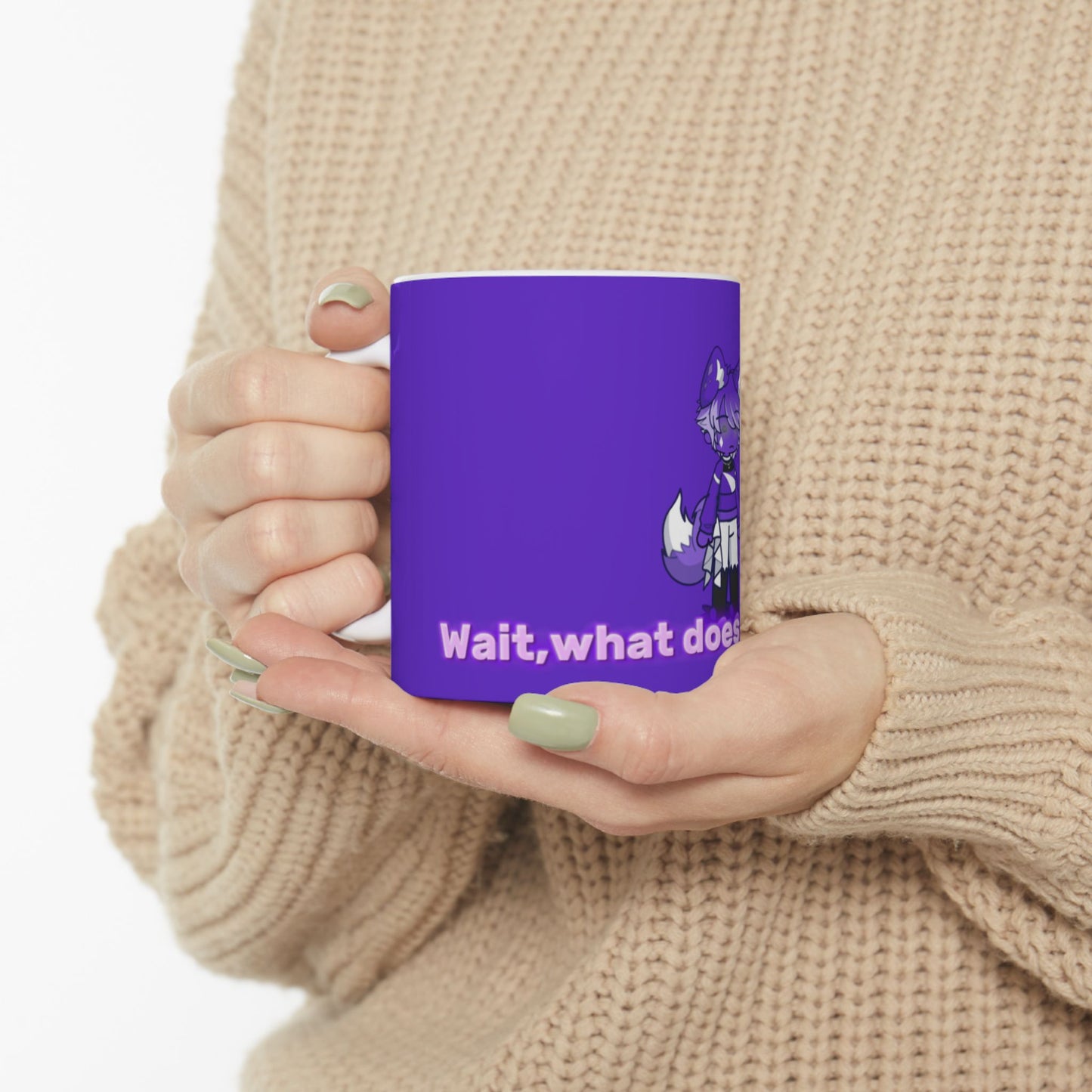[What Does the Fox Say?] - Purple Fox Meme Ceramic Mug