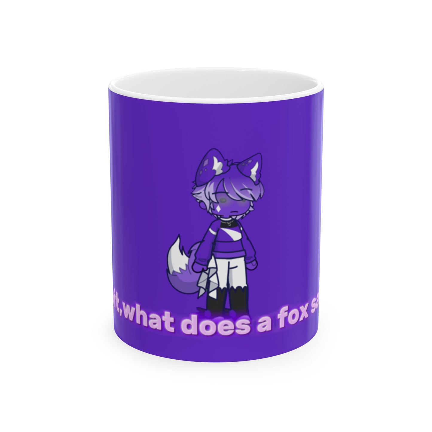 [What Does the Fox Say?] - Purple Fox Meme Ceramic Mug