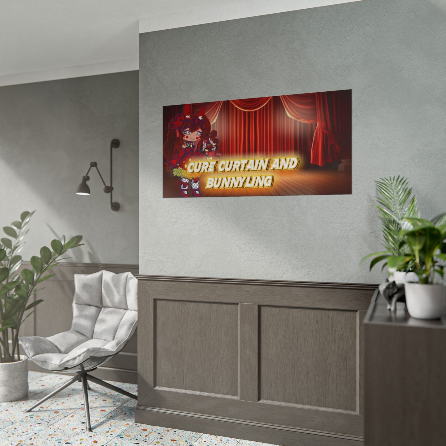 [Cure Curtain and Bunnyling] - Cozy Whimsy Wall Scroll Poster